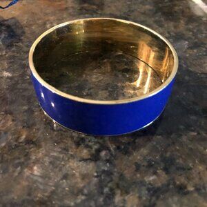 J Crew Cuff Bracelet Blue Enamel Gold tone